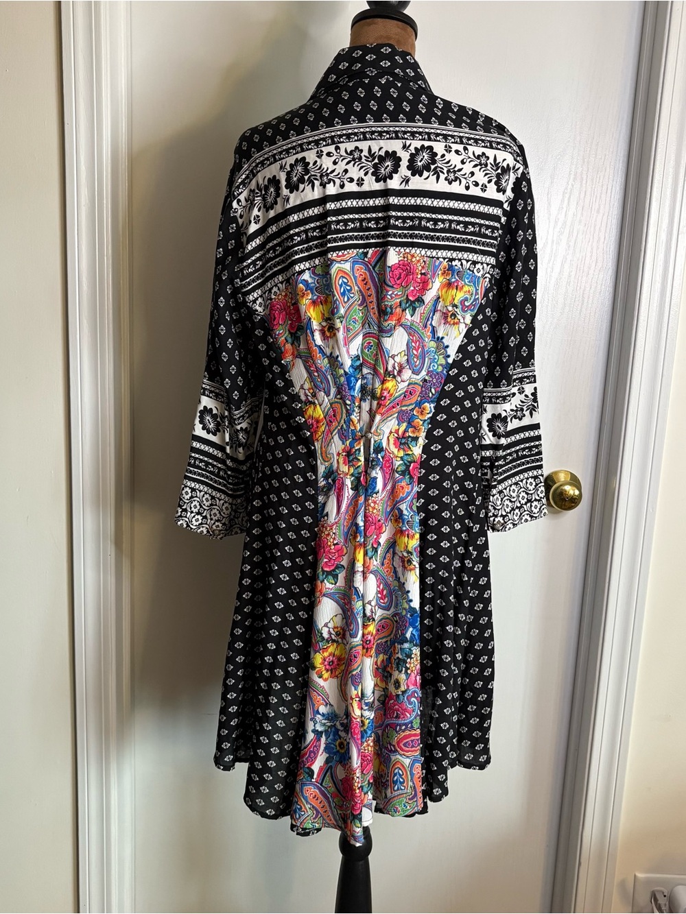 Anthro CYRENA Patchwork Button Tunic Dress M Art2Wear Boho Y2K Lagenlook
